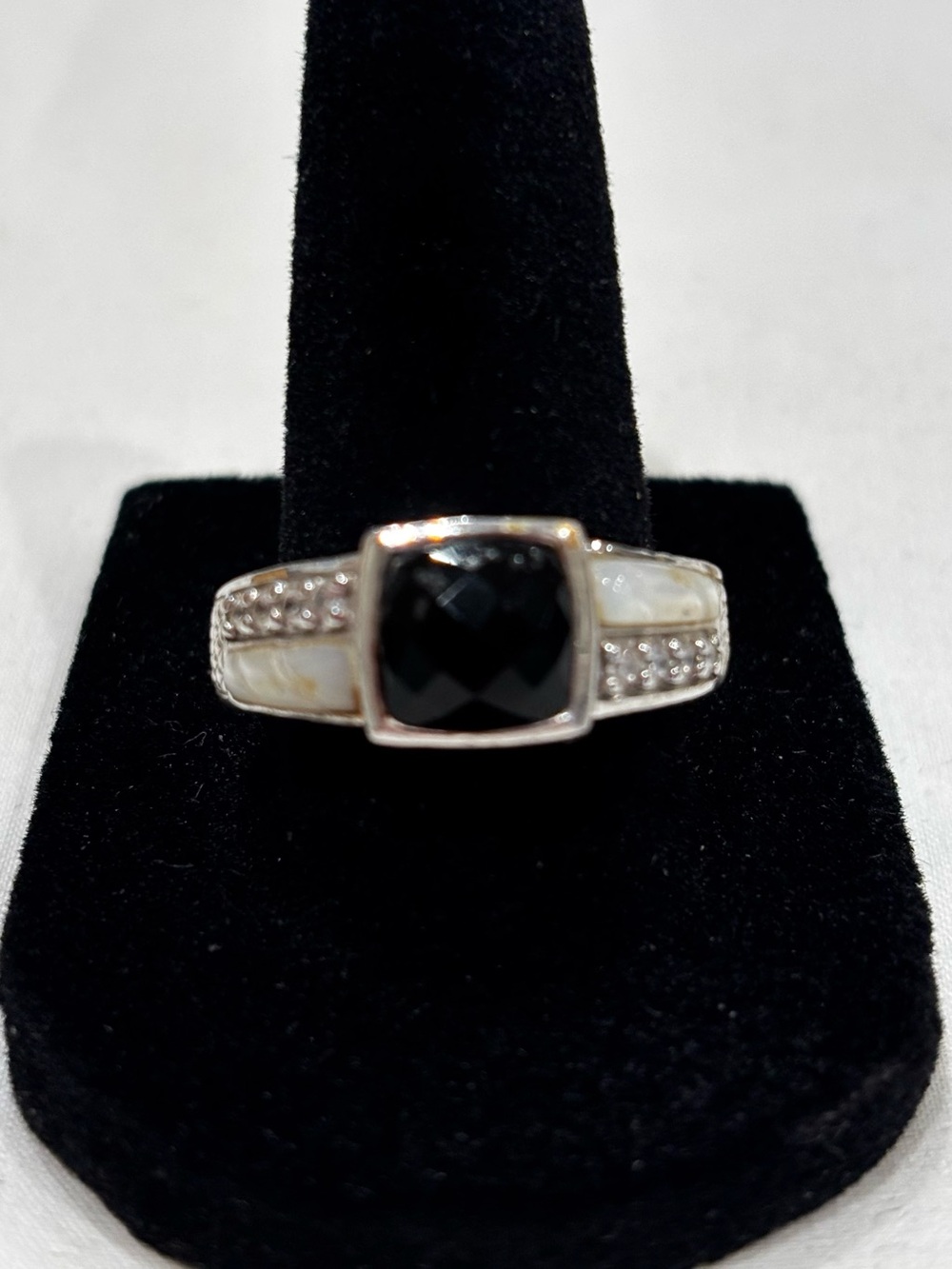 Judith Ripka Silver Ring with Black Stone
